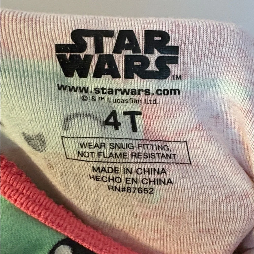 Star Wars Pink Baby Grogu Long Sleeve Pajama Set size 4T
